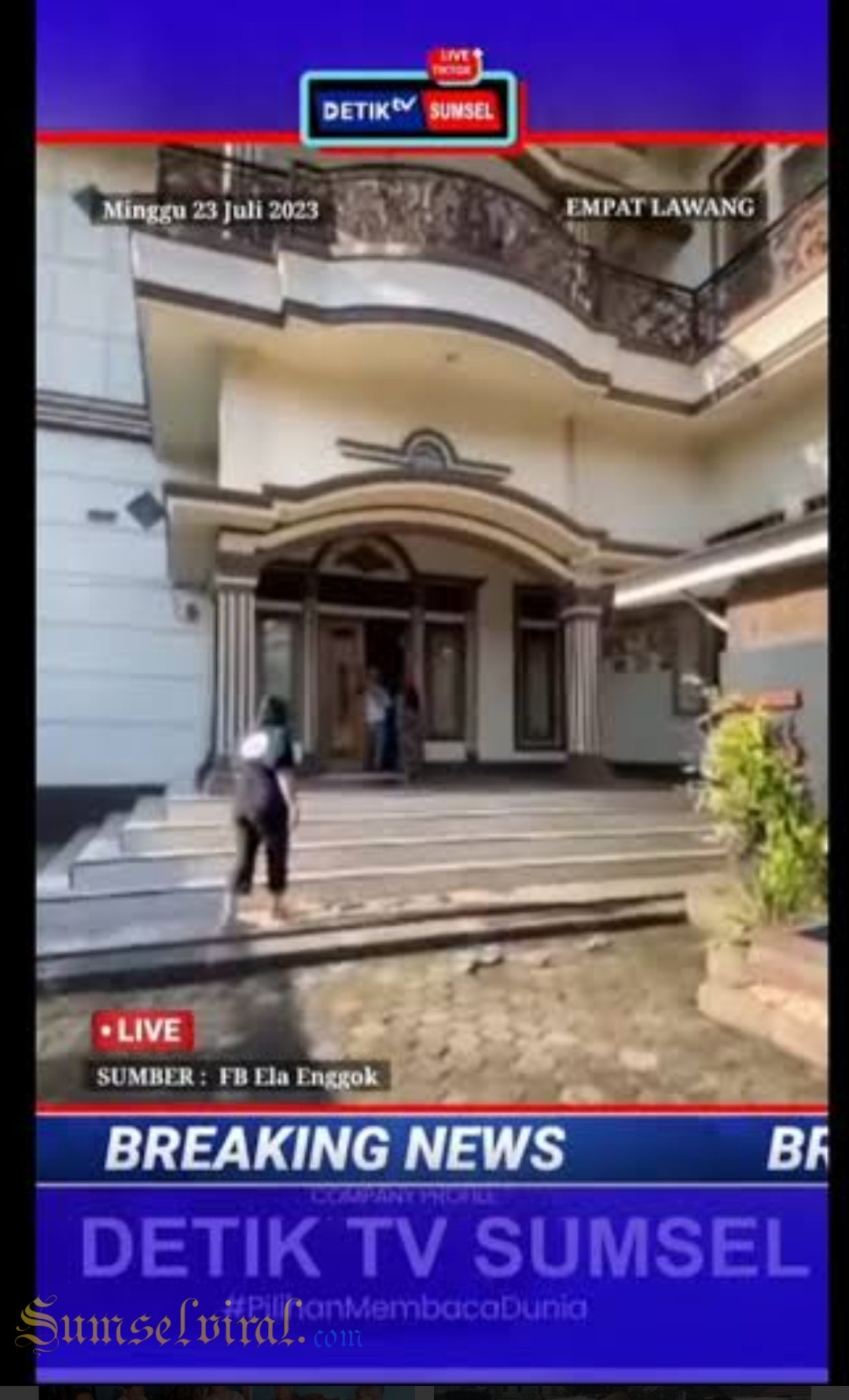 Fhoto scransot rumah mewah Kapolsek Ulu Musi, diambil saat videonya viral di akun YouTube DetikTV Sumsel