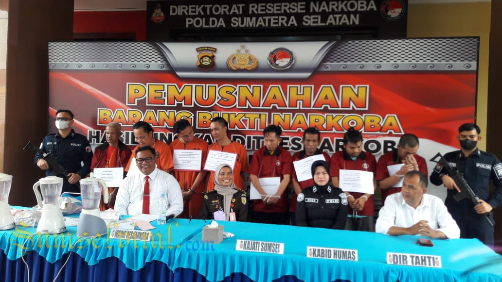 Ditresnarkoba Polda Sumsel Musnahkan Narkoba Jaringan Medan